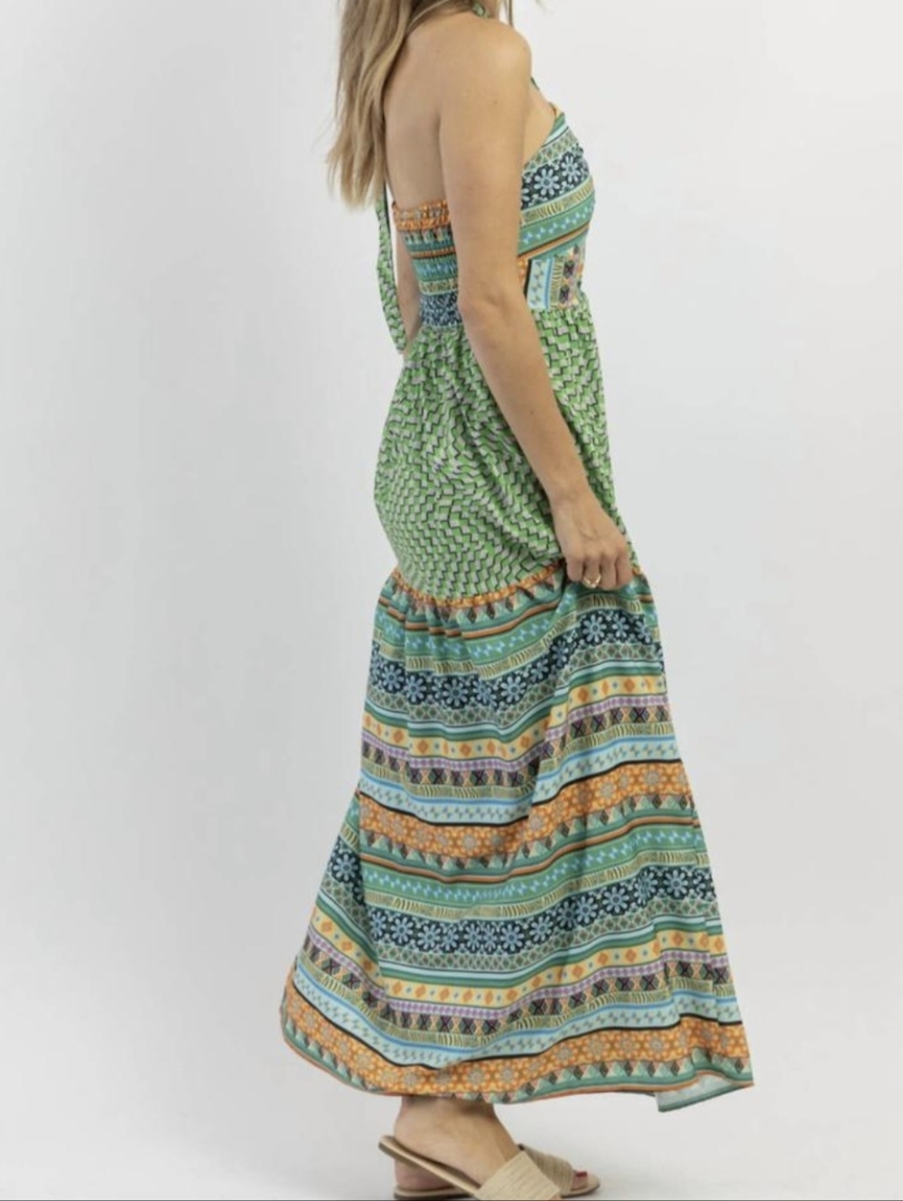 NWT...DAVI & DANI Kahuna Halter Maxi Dress SIZE LARGE - Picture 2 of 10